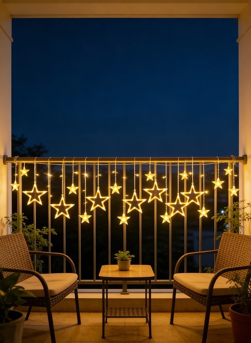 يواوليتي أضواء رمضان، أضواء رمضان LED مع علبة بطارية، أضواء زينة رمضان لستائر النوافذ (6 نجوم صغيرة، 6 نجوم كبيرة) - Image 2